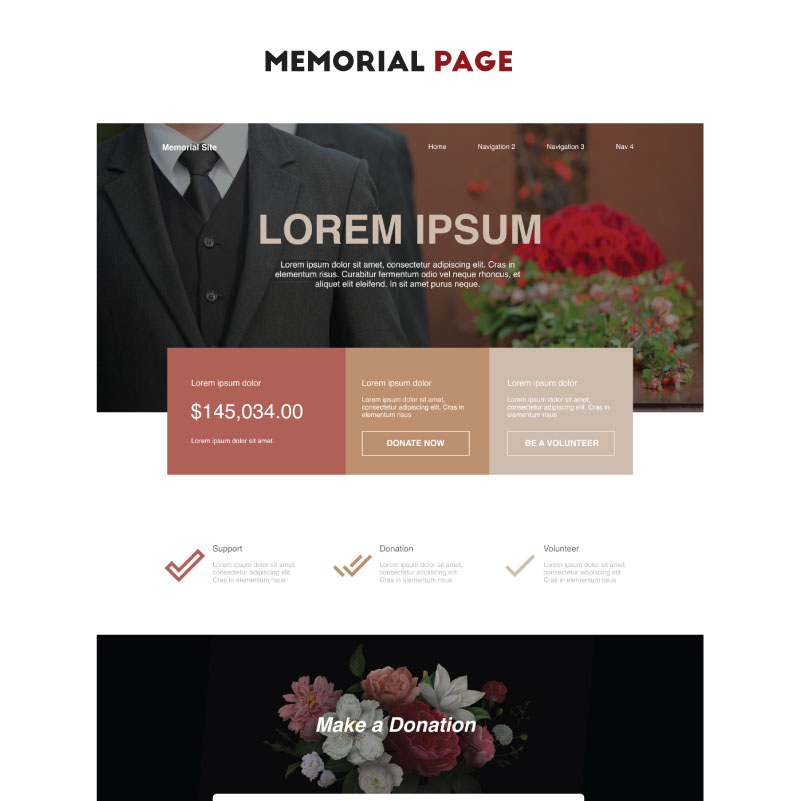 memorial page mock-up